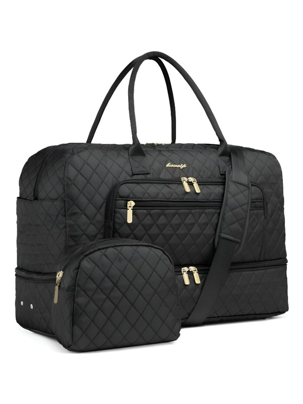 Large Women Travel Duffle Bag, Carry on Bag with Wet Toiletry Pocket for